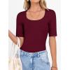 imageANRABESS Womens Half Sleeve Tops Scoop Neck Ribbed Knit Slim Fitted Basic Tee Shirts Summer 2026 Trendy Spring Casual ClothesDeep Red