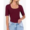 imageANRABESS Womens Half Sleeve Tops Scoop Neck Ribbed Knit Slim Fitted Basic Tee Shirts Summer 2026 Trendy Spring Casual ClothesDeep Red