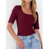 imageANRABESS Womens Half Sleeve Tops Scoop Neck Ribbed Knit Slim Fitted Basic Tee Shirts Summer 2026 Trendy Spring Casual ClothesDeep Red