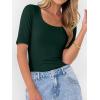 imageANRABESS Womens Half Sleeve Tops Scoop Neck Ribbed Knit Slim Fitted Basic Tee Shirts Summer 2026 Trendy Spring Casual ClothesForest Green