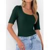 imageANRABESS Womens Half Sleeve Tops Scoop Neck Ribbed Knit Slim Fitted Basic Tee Shirts Summer 2026 Trendy Spring Casual ClothesForest Green