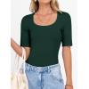 imageANRABESS Womens Half Sleeve Tops Scoop Neck Ribbed Knit Slim Fitted Basic Tee Shirts Summer 2026 Trendy Spring Casual ClothesForest Green