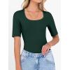 imageANRABESS Womens Half Sleeve Tops Scoop Neck Ribbed Knit Slim Fitted Basic Tee Shirts Summer 2026 Trendy Spring Casual ClothesForest Green