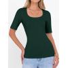 imageANRABESS Womens Half Sleeve Tops Scoop Neck Ribbed Knit Slim Fitted Basic Tee Shirts Summer 2026 Trendy Spring Casual ClothesForest Green