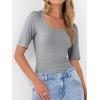 imageANRABESS Womens Half Sleeve Tops Scoop Neck Ribbed Knit Slim Fitted Basic Tee Shirts Summer 2026 Trendy Spring Casual ClothesGrey