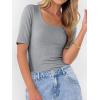 imageANRABESS Womens Half Sleeve Tops Scoop Neck Ribbed Knit Slim Fitted Basic Tee Shirts Summer 2026 Trendy Spring Casual ClothesGrey