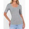 imageANRABESS Womens Half Sleeve Tops Scoop Neck Ribbed Knit Slim Fitted Basic Tee Shirts Summer 2026 Trendy Spring Casual ClothesGrey