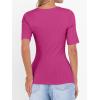imageANRABESS Womens Half Sleeve Tops Scoop Neck Ribbed Knit Slim Fitted Basic Tee Shirts Summer 2026 Trendy Spring Casual ClothesHot Pink