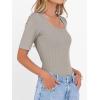 imageANRABESS Womens Half Sleeve Tops Scoop Neck Ribbed Knit Slim Fitted Basic Tee Shirts Summer 2026 Trendy Spring Casual ClothesKhaki