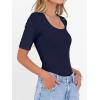 imageANRABESS Womens Half Sleeve Tops Scoop Neck Ribbed Knit Slim Fitted Basic Tee Shirts Summer 2026 Trendy Spring Casual ClothesNavy Blue