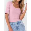 imageANRABESS Womens Half Sleeve Tops Scoop Neck Ribbed Knit Slim Fitted Basic Tee Shirts Summer 2026 Trendy Spring Casual ClothesPink