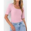 imageANRABESS Womens Half Sleeve Tops Scoop Neck Ribbed Knit Slim Fitted Basic Tee Shirts Summer 2026 Trendy Spring Casual ClothesPink