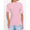 imageANRABESS Womens Half Sleeve Tops Scoop Neck Ribbed Knit Slim Fitted Basic Tee Shirts Summer 2026 Trendy Spring Casual ClothesPink