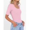 imageANRABESS Womens Half Sleeve Tops Scoop Neck Ribbed Knit Slim Fitted Basic Tee Shirts Summer 2026 Trendy Spring Casual ClothesPink