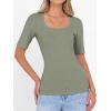 imageANRABESS Womens Half Sleeve Tops Scoop Neck Ribbed Knit Slim Fitted Basic Tee Shirts Summer 2026 Trendy Spring Casual ClothesSage Green