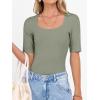 imageANRABESS Womens Half Sleeve Tops Scoop Neck Ribbed Knit Slim Fitted Basic Tee Shirts Summer 2026 Trendy Spring Casual ClothesSage Green