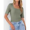 imageANRABESS Womens Half Sleeve Tops Scoop Neck Ribbed Knit Slim Fitted Basic Tee Shirts Summer 2026 Trendy Spring Casual ClothesSage Green