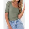 imageANRABESS Womens Half Sleeve Tops Scoop Neck Ribbed Knit Slim Fitted Basic Tee Shirts Summer 2026 Trendy Spring Casual ClothesSage Green