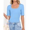 imageANRABESS Womens Half Sleeve Tops Scoop Neck Ribbed Knit Slim Fitted Basic Tee Shirts Summer 2026 Trendy Spring Casual ClothesSky Blue
