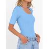 imageANRABESS Womens Half Sleeve Tops Scoop Neck Ribbed Knit Slim Fitted Basic Tee Shirts Summer 2026 Trendy Spring Casual ClothesSky Blue