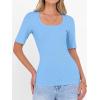 imageANRABESS Womens Half Sleeve Tops Scoop Neck Ribbed Knit Slim Fitted Basic Tee Shirts Summer 2026 Trendy Spring Casual ClothesSky Blue