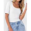 imageANRABESS Womens Half Sleeve Tops Scoop Neck Ribbed Knit Slim Fitted Basic Tee Shirts Summer 2026 Trendy Spring Casual ClothesWhite