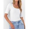 imageANRABESS Womens Half Sleeve Tops Scoop Neck Ribbed Knit Slim Fitted Basic Tee Shirts Summer 2026 Trendy Spring Casual ClothesWhite