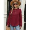 imageANRABESS Womens Long Sleeve Henley Tops Tunic Sweatshirt Loose Slit Casual Button Shirts Pullover 2026 Spring Winter OutfitsRed