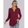 imageANRABESS Womens Long Sleeve Shirts Henley Tops Dressy Casual Blouse Trendy 2025 Fall Clothes Spring Vacation OutfitsBurgundy