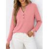 imageANRABESS Womens Long Sleeve Shirts Henley Tops Dressy Casual Blouse Trendy 2025 Fall Clothes Spring Vacation OutfitsCoral Pink
