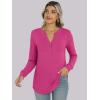 imageANRABESS Womens Long Sleeve Shirts Henley Tops Dressy Casual Blouse Trendy 2025 Fall Clothes Spring Vacation OutfitsHot Pink