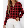 imageANRABESS Womens Long Sleeve Shirts Henley Tops Dressy Casual Blouse Trendy 2025 Fall Clothes Spring Vacation OutfitsRed Black Plaid