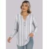 imageANRABESS Womens Long Sleeve Shirts Henley Tops Dressy Casual Blouse Trendy 2025 Fall Clothes Spring Vacation OutfitsWhite Grey Strip