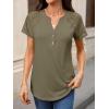 imageANRABESS Womens Short Sleeve Lace Shirts 2026 Summer Henley V Neck Blouse Business Casual Top Spring Cute Work Trendy ClothesArmy Green