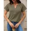 imageANRABESS Womens Short Sleeve Lace Shirts 2026 Summer Henley V Neck Blouse Business Casual Top Spring Cute Work Trendy ClothesArmy Green