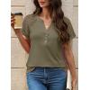 imageANRABESS Womens Short Sleeve Lace Shirts 2026 Summer Henley V Neck Blouse Business Casual Top Spring Cute Work Trendy ClothesArmy Green