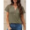 imageANRABESS Womens Short Sleeve Lace Shirts 2026 Summer Henley V Neck Blouse Business Casual Top Spring Cute Work Trendy ClothesArmy Green