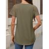imageANRABESS Womens Short Sleeve Lace Shirts 2026 Summer Henley V Neck Blouse Business Casual Top Spring Cute Work Trendy ClothesArmy Green