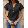 imageANRABESS Womens Short Sleeve Lace Shirts 2026 Summer Henley V Neck Blouse Business Casual Top Spring Cute Work Trendy ClothesBlack