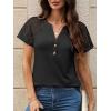 imageANRABESS Womens Short Sleeve Lace Shirts 2026 Summer Henley V Neck Blouse Business Casual Top Spring Cute Work Trendy ClothesBlack