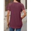 imageANRABESS Womens Short Sleeve Lace Shirts 2026 Summer Henley V Neck Blouse Business Casual Top Spring Cute Work Trendy ClothesBurgundy