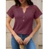 imageANRABESS Womens Short Sleeve Lace Shirts 2026 Summer Henley V Neck Blouse Business Casual Top Spring Cute Work Trendy ClothesBurgundy