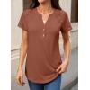 imageANRABESS Womens Short Sleeve Lace Shirts 2026 Summer Henley V Neck Blouse Business Casual Top Spring Cute Work Trendy ClothesBurnt Brown