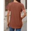 imageANRABESS Womens Short Sleeve Lace Shirts 2026 Summer Henley V Neck Blouse Business Casual Top Spring Cute Work Trendy ClothesBurnt Brown
