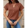 imageANRABESS Womens Short Sleeve Lace Shirts 2026 Summer Henley V Neck Blouse Business Casual Top Spring Cute Work Trendy ClothesBurnt Brown