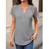 imageANRABESS Womens Short Sleeve Lace Shirts 2026 Summer Henley V Neck Blouse Business Casual Top Spring Cute Work Trendy ClothesGray