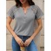 imageANRABESS Womens Short Sleeve Lace Shirts 2026 Summer Henley V Neck Blouse Business Casual Top Spring Cute Work Trendy ClothesGray