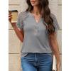 imageANRABESS Womens Short Sleeve Lace Shirts 2026 Summer Henley V Neck Blouse Business Casual Top Spring Cute Work Trendy ClothesGray