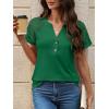 imageANRABESS Womens Short Sleeve Lace Shirts 2026 Summer Henley V Neck Blouse Business Casual Top Spring Cute Work Trendy ClothesGreen