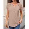 imageANRABESS Womens Short Sleeve Lace Shirts 2026 Summer Henley V Neck Blouse Business Casual Top Spring Cute Work Trendy ClothesKhaki